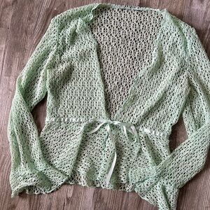 Seafoam Green Fairy Tie Front Knit Cardigan